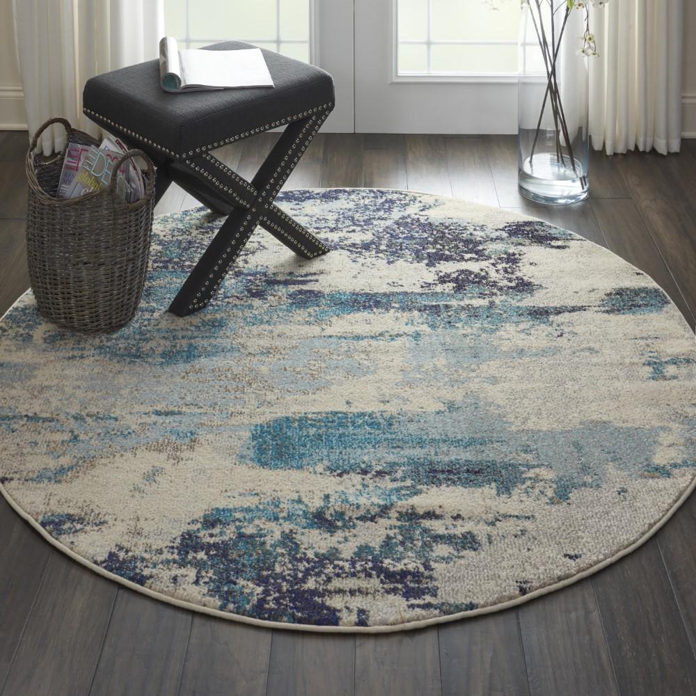 Nourison - Celestial CES02 Blue and White 4 Round Beach Area Rug - CES02-99446722713 veiw 2