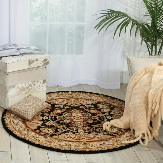 Nourison - 2000 2028 Black 4 x Round Area Rug - 2028-99446492371 veiw 2