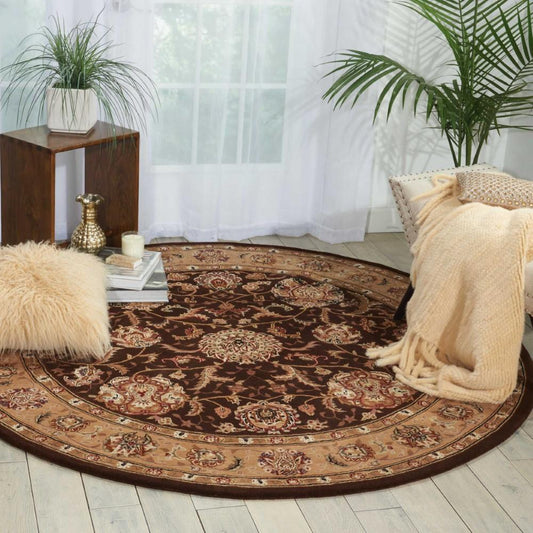 Nourison - 2000 2206 Brown 8 x Round Area Rug - 2206-99446730411_CLOSEOUT veiw 2