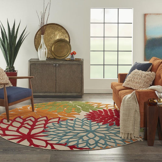 Nourison - Aloha ALH05 Green 710in x Round Large Indoor-outdoor Rug - ALH05-99446066831 veiw 2