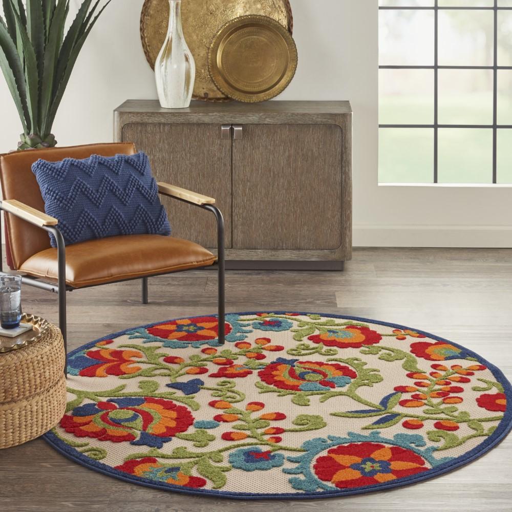 Nourison - Aloha ALH17 Multicolor 53in x Round Indoor-outdoor Area Rug - ALH17-99446031983 veiw 2