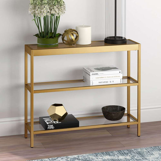 Hudson & Canal - Alexis 36in Wide Rectangular Console Table in Brass - AT0236 veiw 2