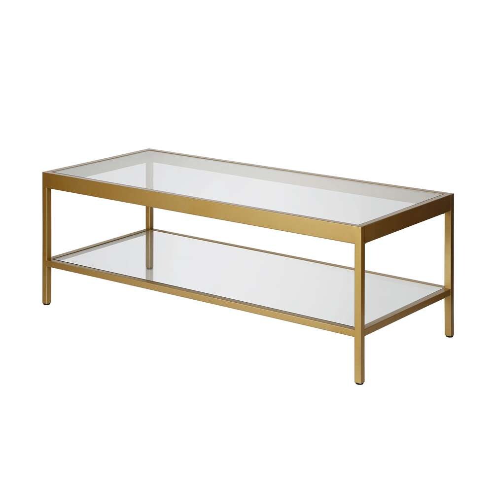 Hudson & Canal - Alexis 45in Wide Rectangular Coffee Table in Brass - CT0380 veiw 4