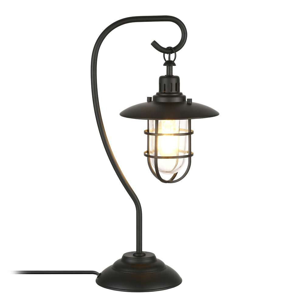 Hudson & Canal - Bay 22in Tall Nautical Table Lamp with Glass/Metal Shade in Blackened Bronze/Clear - TL0210 veiw 4