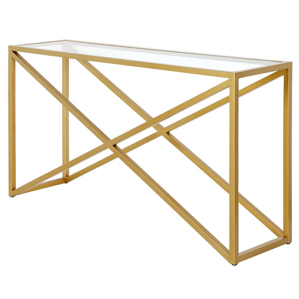 Hudson & Canal - Calix 55in Wide Rectangular Console Table in Brass - AT0980 veiw 4