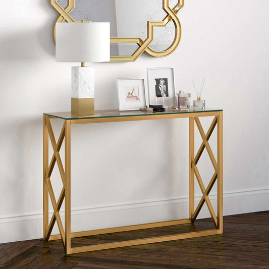 Hudson & Canal - Dixon 42in Wide Rectangular Console Table in Brass - AT0114 veiw 2