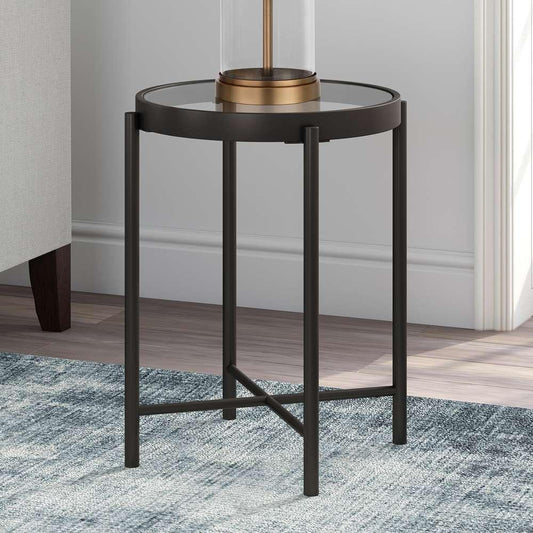 Hudson & Canal - Duxbury 18in Wide Round Side Table in Blackened Bronze - ST0198 veiw 2