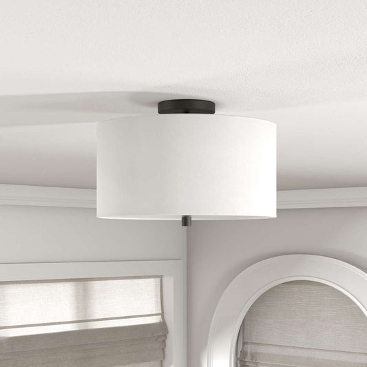 Hudson & Canal - Ellis 16in Flush Mount with Fabric Shade in Matte Black/White - SF1502 veiw 2