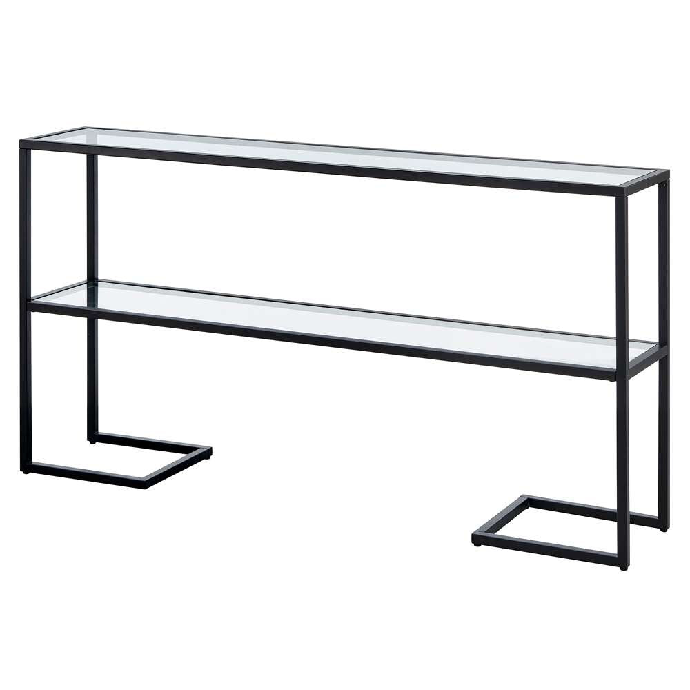 Hudson & Canal - Errol 55in Wide Rectangular Console Table with Glass Top in Blackened Bronze - AT1329 veiw 4