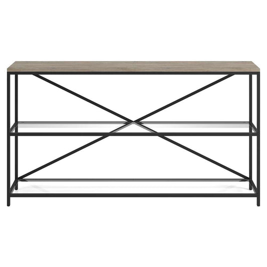 Hudson & Canal - Fionn 55in Wide Rectangular Console Table in Blackened Bronze/Antiqued Gray Oak - AT1542 veiw 3
