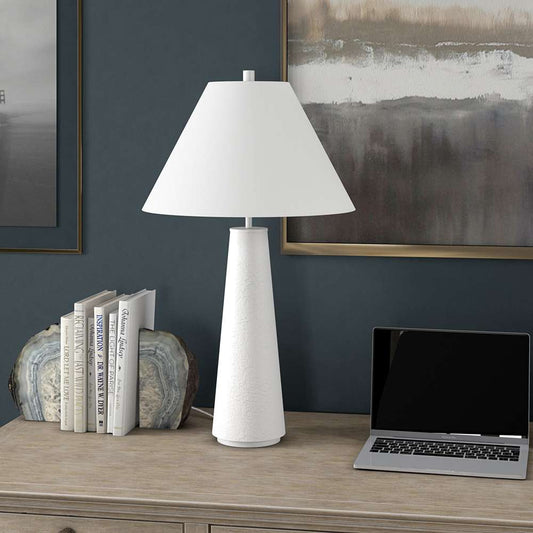 Hudson & Canal - Ingalls 28in Tall Monochrome Table Lamp with Fabric Shade in Matte White/White - TL1850 veiw 2