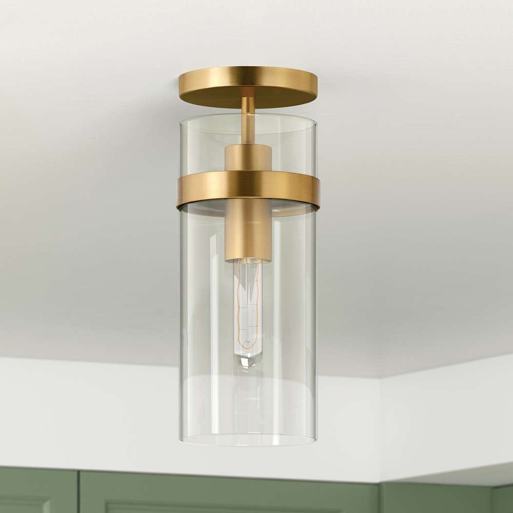Hudson & Canal - Langdon 5in Wide Semi Flush Mount with Glass Shade in Brass/Clear - SF0796 veiw 2