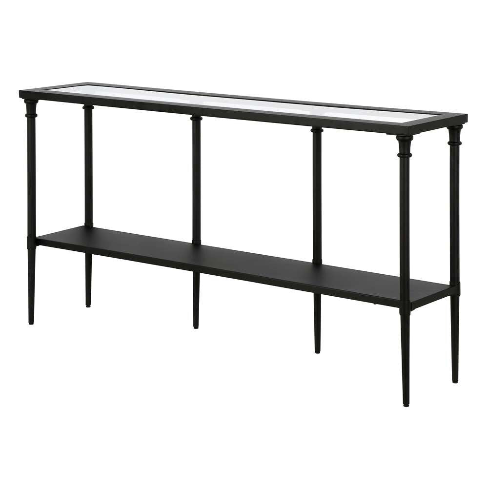 Hudson & Canal - Nellie 55in Wide Rectangular Console Table with Metal Shelf in Blackened Bronze - AT0985 veiw 4