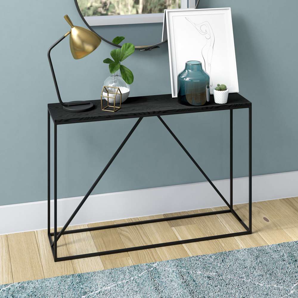 Hudson & Canal - Nia 45in Wide Rectangular Console Table in Blackened Bronze/Black Grain - AT1524 veiw 2