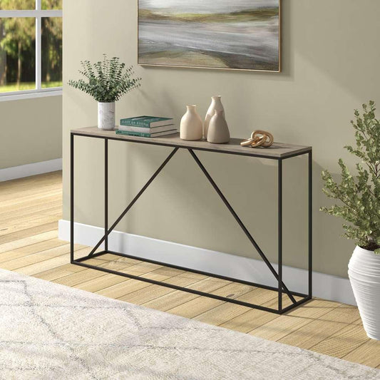 Hudson & Canal - Nia 55in Wide Rectangular Console Table in Blackened Bronze/Antiqued Gray Oak - AT1527 veiw 2