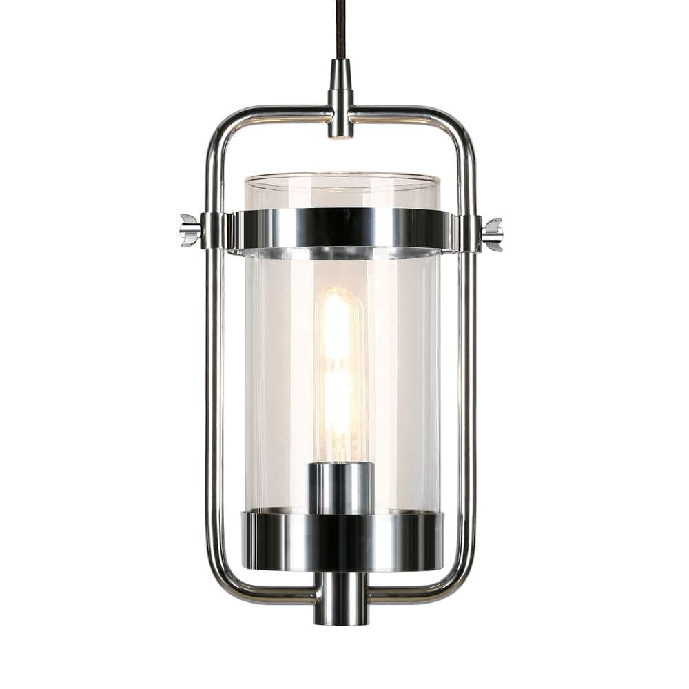 Hudson & Canal - Orion 11in Wide Industrial Pendant with Glass Shade in Polished Nickel/Clear - PD0249 veiw 4