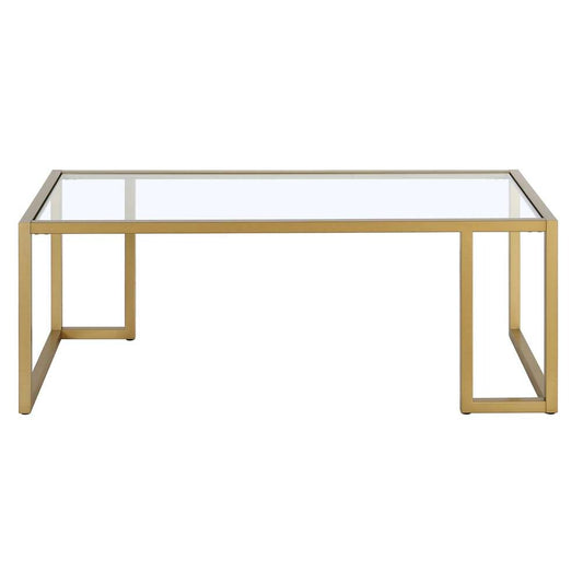 Hudson & Canal - Oscar 45in Wide Rectangular Coffee Table in Brass - CT1332 veiw 3