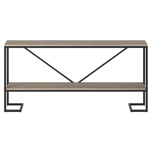 Hudson & Canal - Phoebe 64in Wide Rectangular Console Table in Blackened Bronze/Antiqued Gray Oak - AT1487 veiw 3
