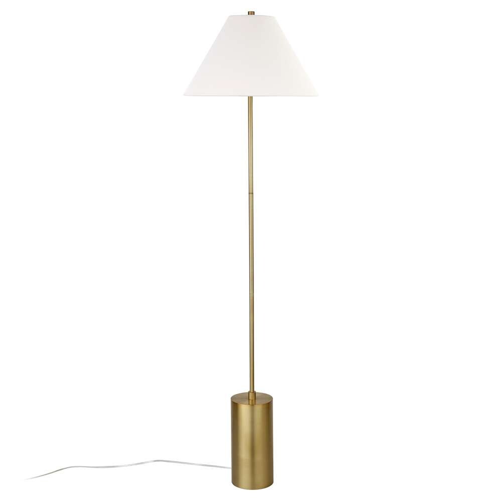 Hudson & Canal - Somerset 64in Tall Floor Lamp with Fabric Shade in Brass/White - FL0733 veiw 3