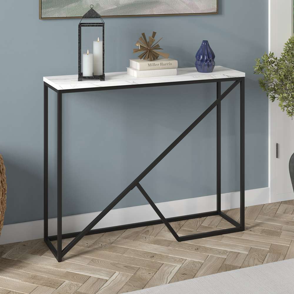 Hudson & Canal - Stella 36in Wide Console Table with Faux Marble Top in Blackened Bronze - AT1752 veiw 2