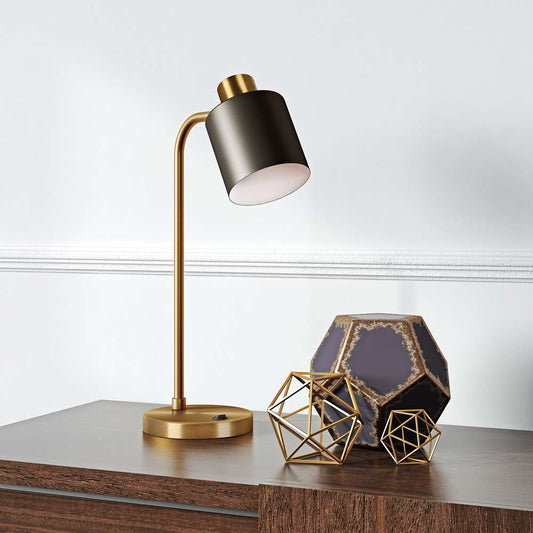 Hudson & Canal - Thew 20.75in Tall Table Lamp with Metal Shade in Brass/Black - TL0208 veiw 2