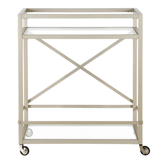 Hudson & Canal - Wilson 30in Wide Rectangular Bar Cart in Satin Nickel - BC0882 veiw 2