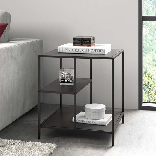 Hudson & Canal - Winthrop 20in Wide Square Side Table with Metal Shelves in Blackened Bronze - ST1001 veiw 2