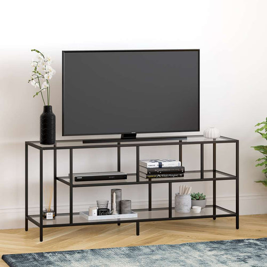 Hudson & Canal - Winthrop Rectangular TV Stand with Glass Shelves for TVs up to 60in in Blackened Bronze - TV0325 veiw 2