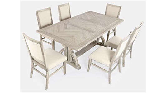 Jofran - Fairview Mid-Century Distressed 78in Seven-Piece Upholstered Dining Set - 1933-78D-7 veiw 2