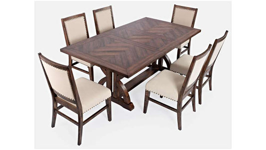 Jofran - Fairview Mid-Century Distressed 78in Seven-Piece Upholstered Dining Set - 1931-78D-7 veiw 2