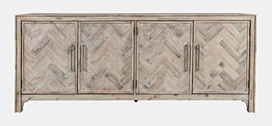 Jofran - Gramercy Mid-Century Modern Chevron Four Door 79in Accent Cabinet - Grey Wash - 2156-79 veiw 2
