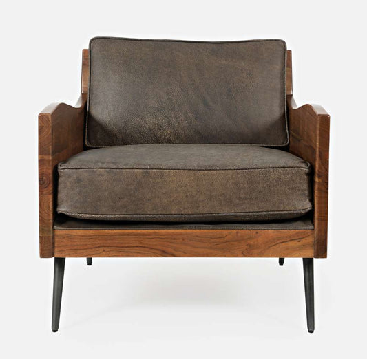 Jofran - Karma Genuine Leather Live Edge Accent Chair - Bourbon - KARMA-CH-BOURBON veiw 2