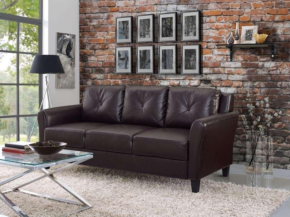 Lifestyle Solutions - Highland Faux Leather Sofa with Rolled Arms, Java - LSHRFS3CP3003R veiw 4
