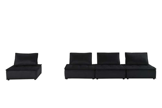 Lilola Home - Anna Black Velvet 4 Pc Modular Sofa - 81402-4B veiw 2