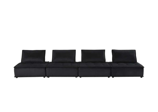 Lilola Home - Anna Black Velvet 4-Seater Modular Sofa - 81402-4A veiw 2