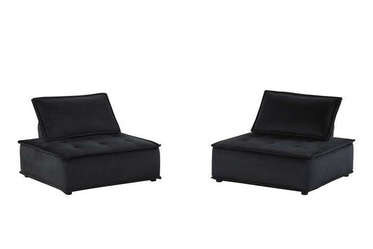 Lilola Home - Anna Black Velvet Armless Lounge Chair (Set of 2) - 81402-2 veiw 2
