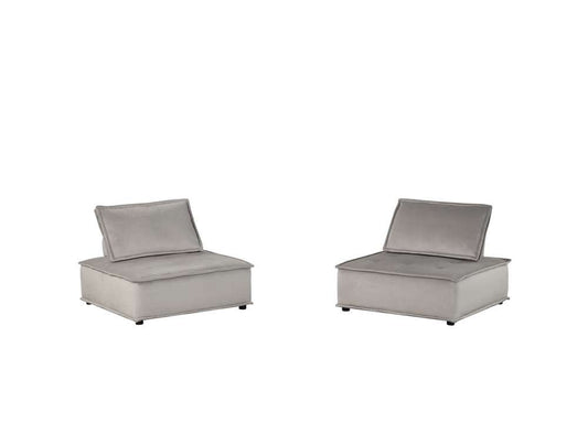 Lilola Home - Anna Light Gray Velvet Armless Lounge Chair (Set of 2) - 81403-2 veiw 2