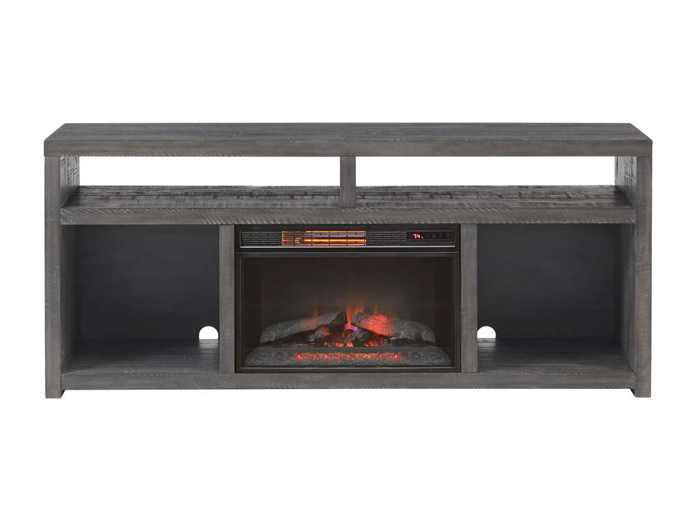 Martin Svensson Home - Lexington Rectangular 70in Solid Wood TV Stand, Grey with Fireplace - 903029F veiw 5