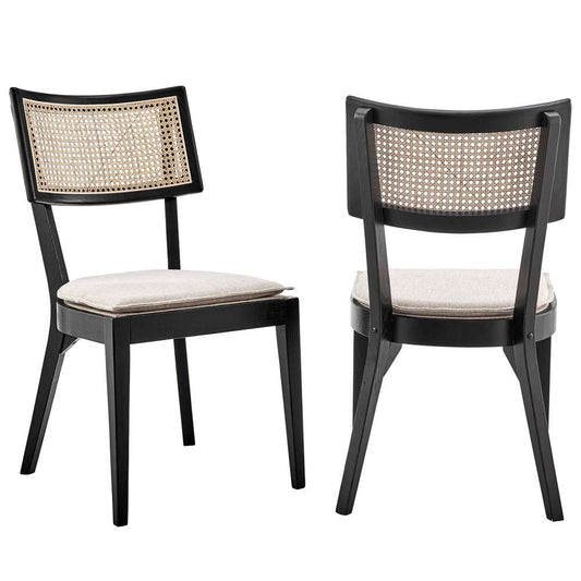 Modway - Caledonia Wood Dining Chair (Set of 2) - EEI-6080-BLK-BEI veiw 2