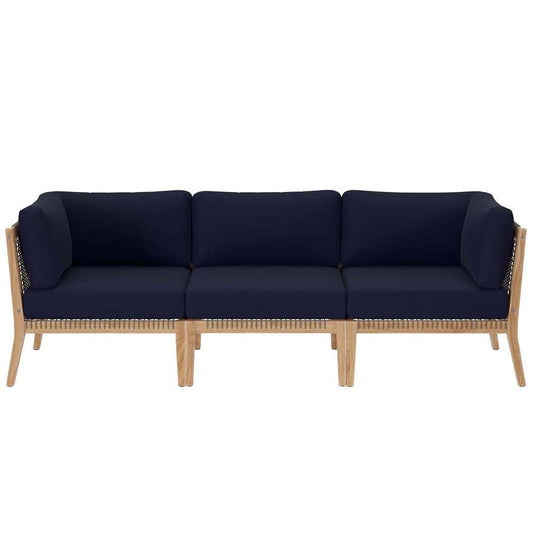Modway - Clearwater Outdoor Patio Teak Wood Sofa - EEI-6120-GRY-NAV veiw 2