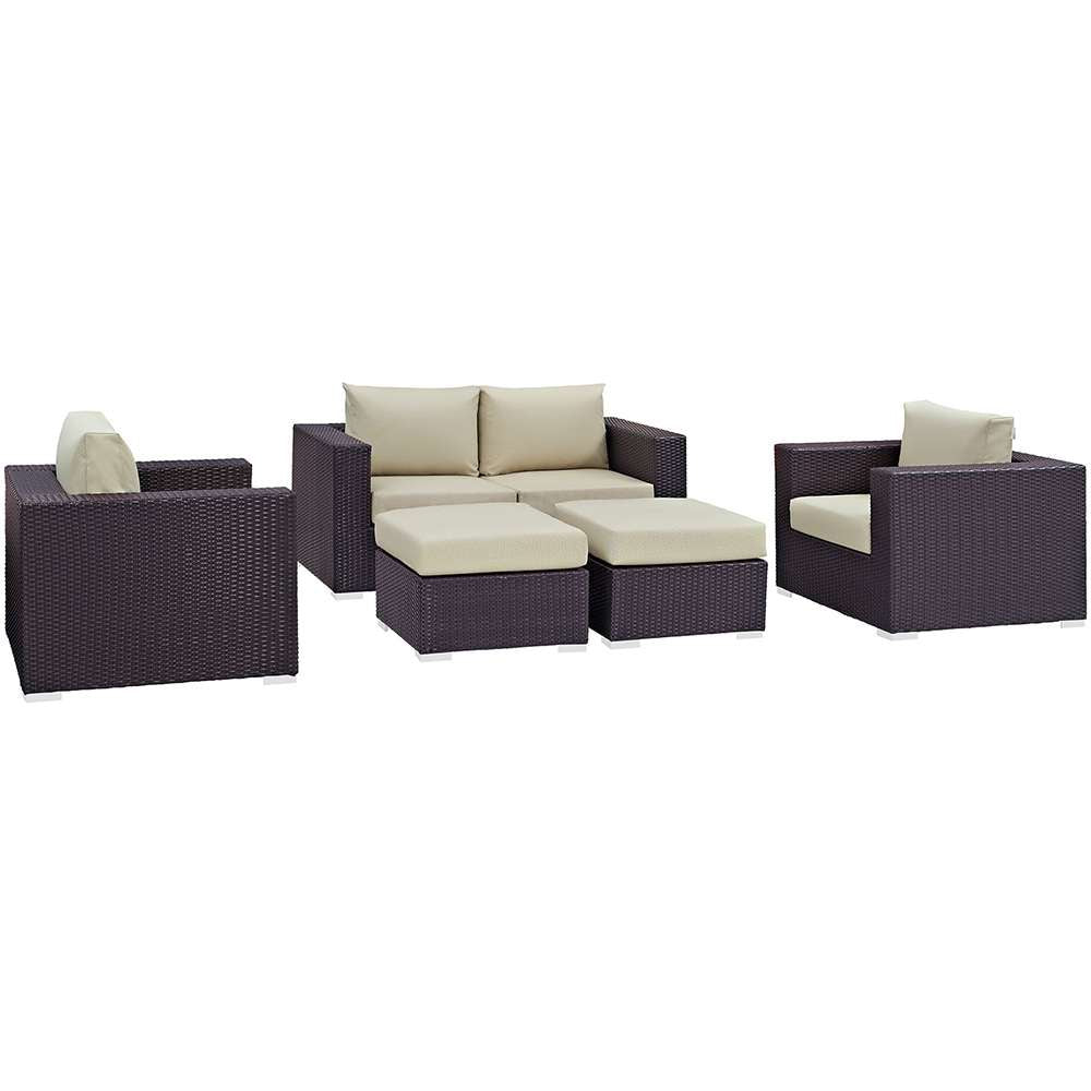 Modway - Convene 5 Piece Outdoor Patio Sofa Set - EEI-2158-EXP-BEI-SET veiw 1