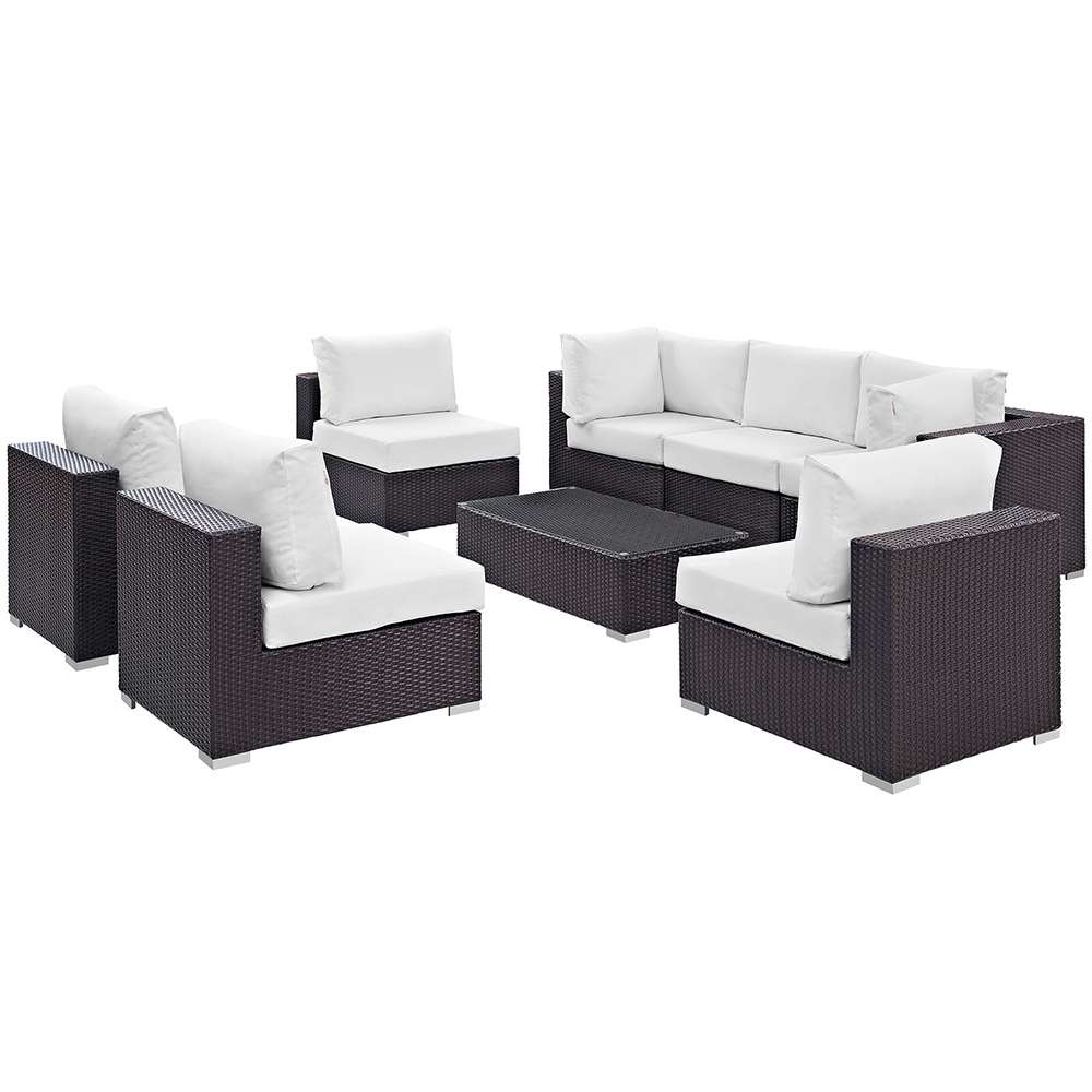 Modway - Convene 8 Piece Outdoor Patio Sectional Set - EEI-2205-EXP-WHI-SET veiw 1