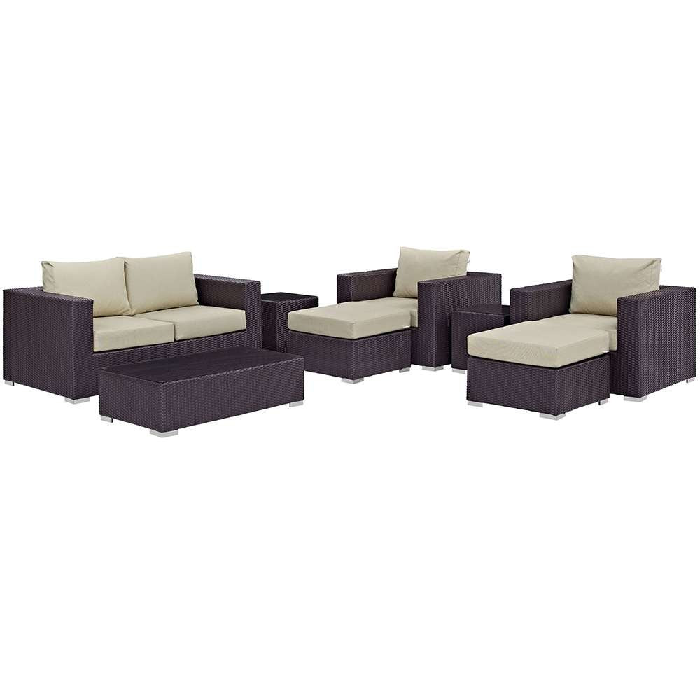 Modway - Convene 8 Piece Outdoor Patio Sofa Set - EEI-2159-EXP-BEI-SET veiw 1