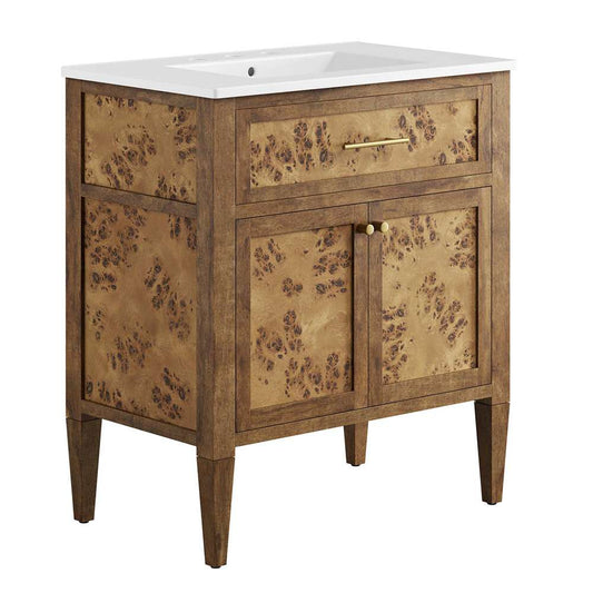 Modway - Elysian 30in Wood Bathroom Vanity - EEI-6444-WHI-BRN veiw 2