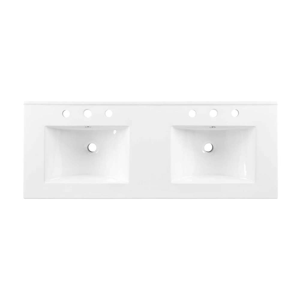 Modway - Elysian 48in Wood Double Sink Bathroom Vanity - EEI-6456-WHI-BRN veiw 6