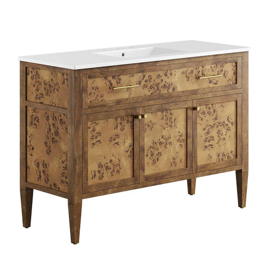Modway - Elysian 48in Wood Single Sink Bathroom Vanity - EEI-6452-WHI-BRN veiw 2