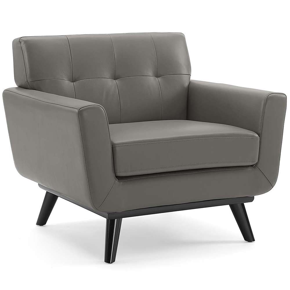 Modway - Engage Top-Grain Leather Living Room Lounge Accent Armchair - EEI-3734-GRY veiw 1