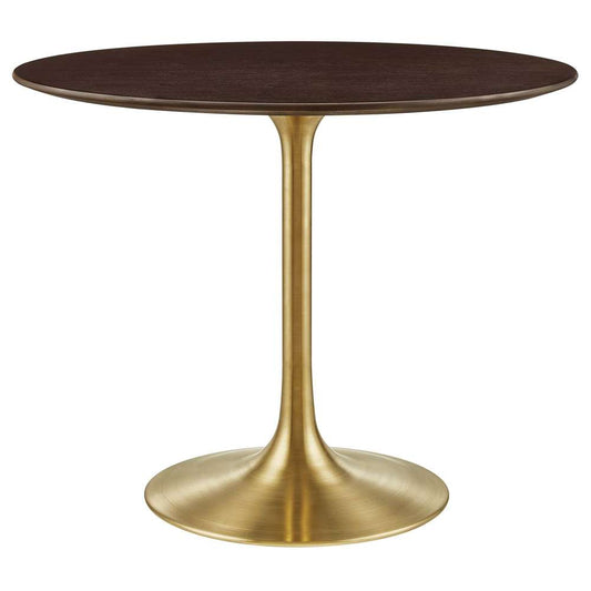 Modway - Lippa 36in Round Wood Grain Dining Table in Gold Cherry Walnut - EEI-5214-GLD-CHE veiw 2