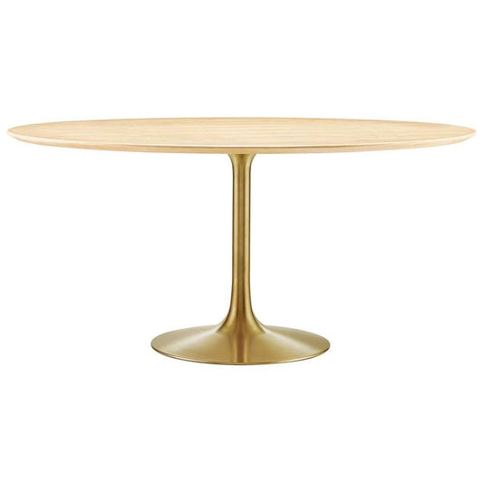 Modway - Lippa 60in Round Wood Grain Dining Table in Gold Natural - EEI-5233-GLD-NAT veiw 2