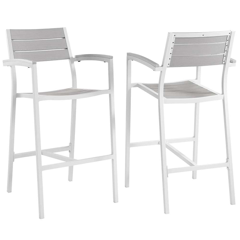 Modway - Maine Bar Stool Outdoor Patio (Set of 2) - EEI-1740-WHI-LGR-SET veiw 1